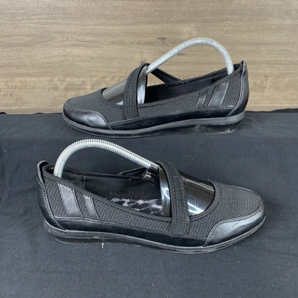 YUU WADE Women’s Mary Jane Loafers Leather Wedge Heel Black Slip On Sz 9.5 M